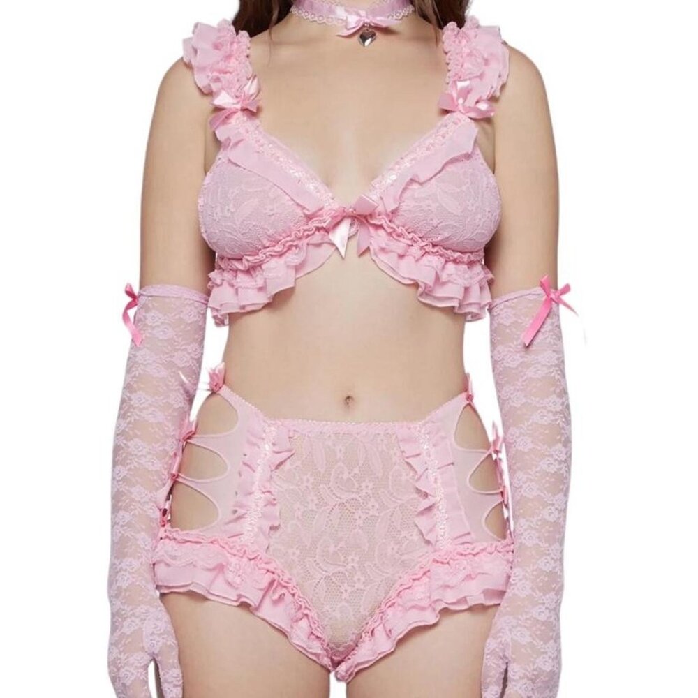 BNWT Sugar Thrillz Everybody Needs Somebody lace bralette AND panties set